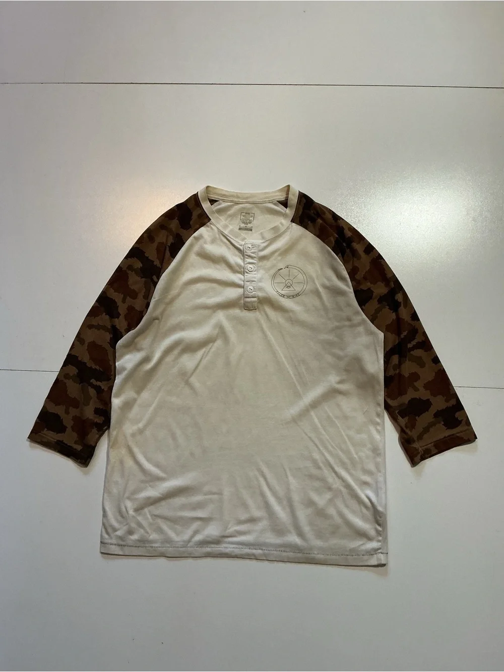 Nike X Poler Camouflage SB Skateboarding Snake 3/4 Henley Baseball T-Shirt